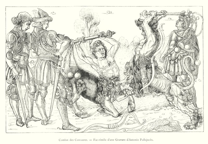 Battle of the Centaurs, Facsimile of an Engraving by Antonio Pollajuolo (engraving) by Italian School