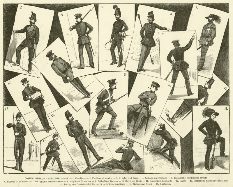 Venetian Military Costumes of 1848-49 by Italian School