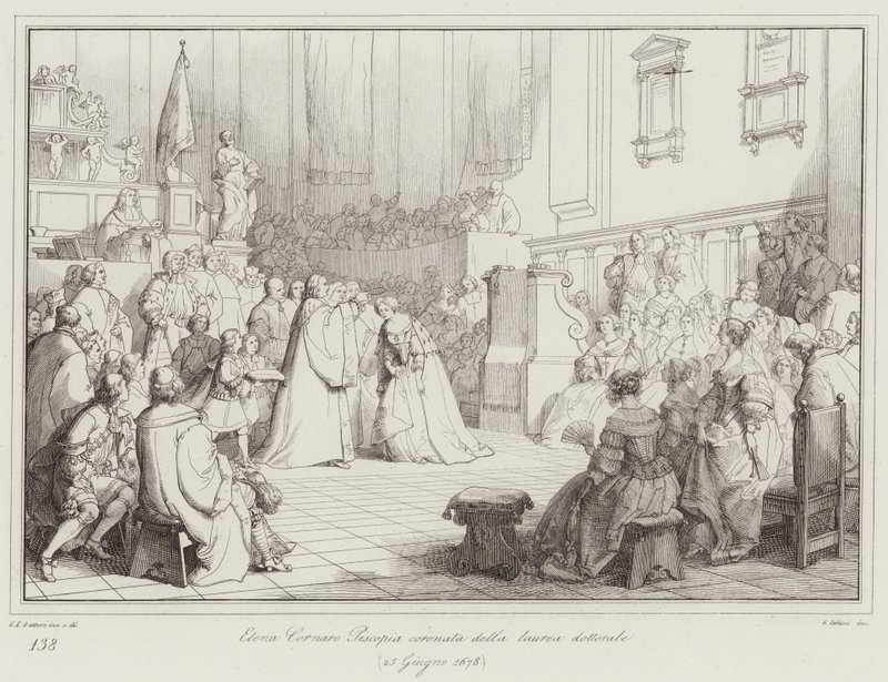 Elena Cornaro Piscopia Crowned with a Doctoral Degree by Italian School