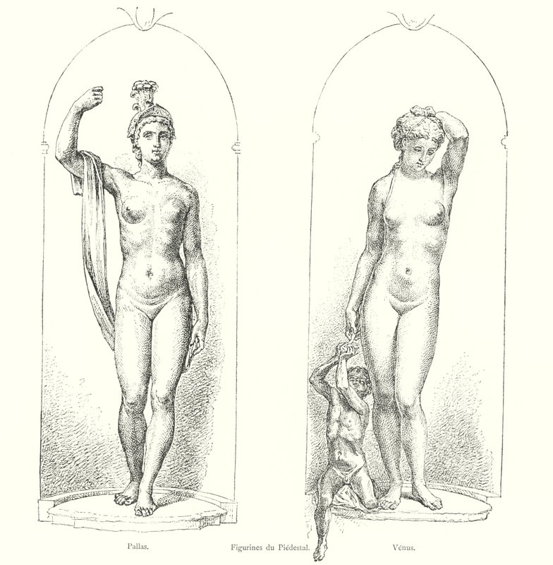 Figurines of the Pedestal, Pallas, Venus (engraving) by Italian School