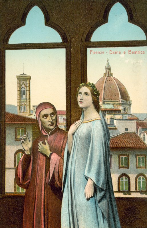 Florence, Dante and Beatrice by Italian School