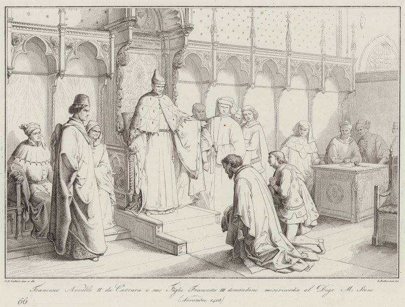 Francesco Novello II da Carrara and His Son Francesco III Asking for Mercy from Doge Michele Steno by Italian School