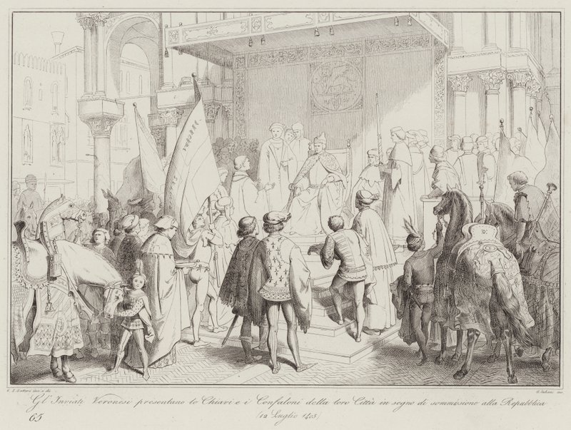 Veronese Envoys Presenting the Keys and Banners of Their City as a Sign of Submission by Italian School