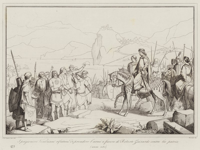 The Venetian prisoners refuse to take up arms in favor of Robert Guiscard against their homeland by Italian School