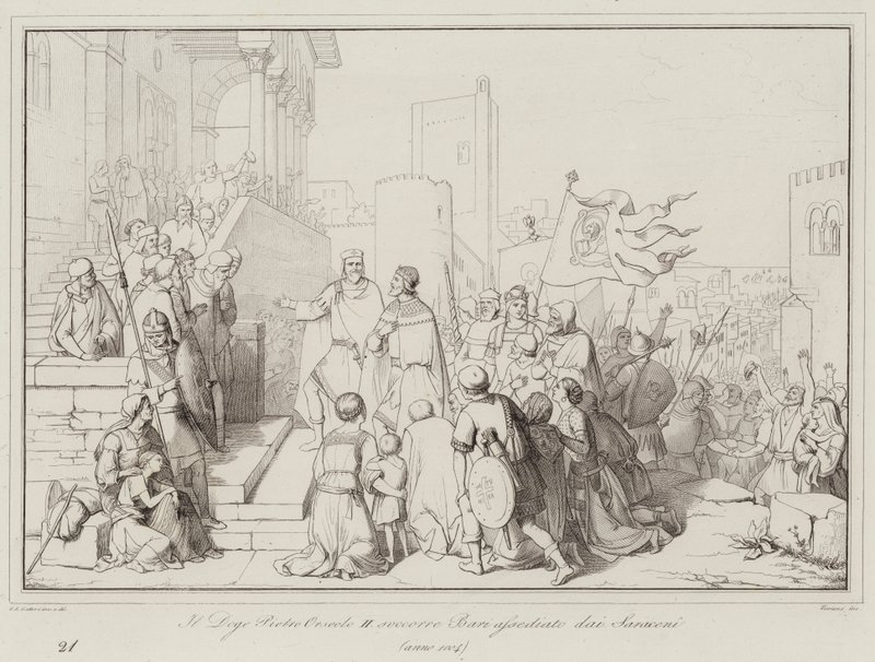 The Doge Pietro Orseolo II assists Bari besieged by the Saracens by Italian School