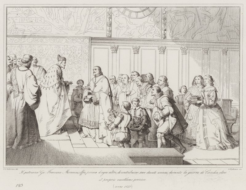 Patriarch Gio Francesco Morosini Offers, First of All, to Contribute 5000 Ducats Annually (engraving) by Italian School