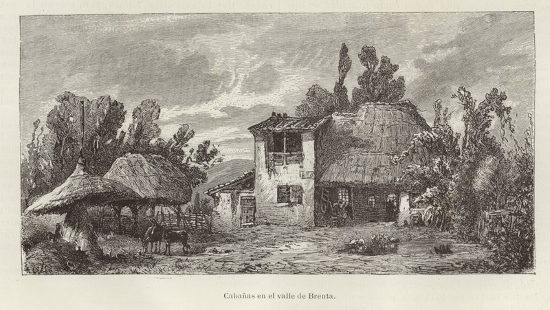 Cottages in the Valley of the Brenta River by Italian School