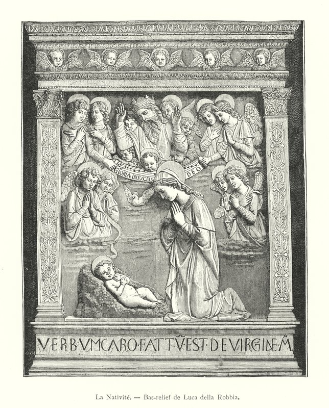 The Nativity, Bas-relief by Luca della Robbia (engraving) by Italian School