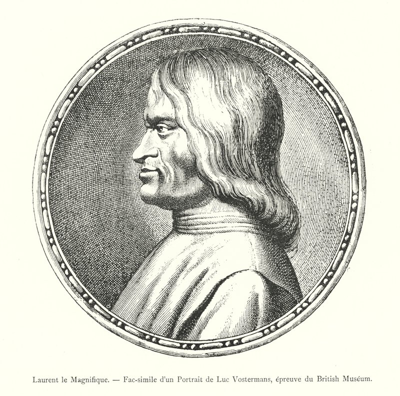 Laurent the Magnificent, Facsimile of a Portrait by Luc Vostermans, British Museum (engraving) by Italian School
