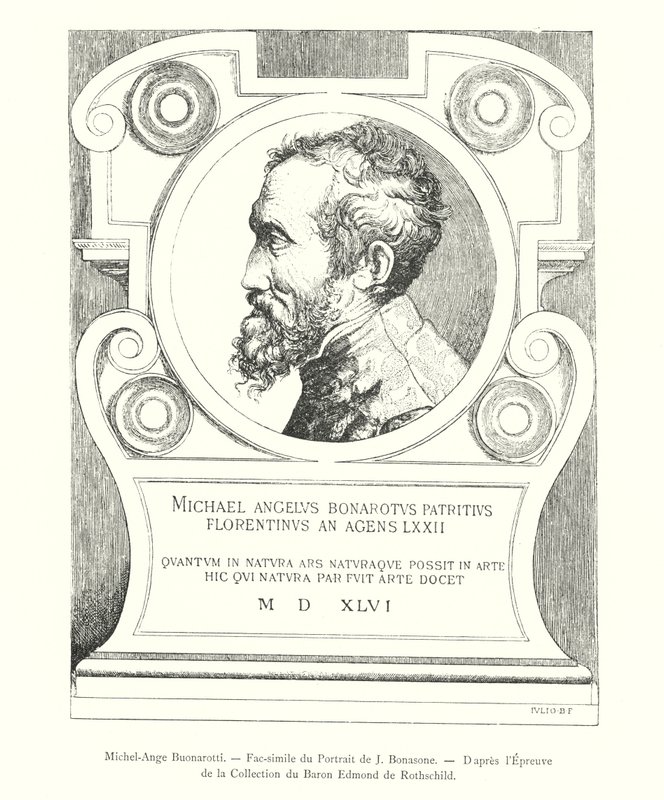 Michelangelo Buonarroti, Facsimile of the Portrait by J Bonasone, After the Proof in the Collection of Baron Edmond de Rothschild by Italian School