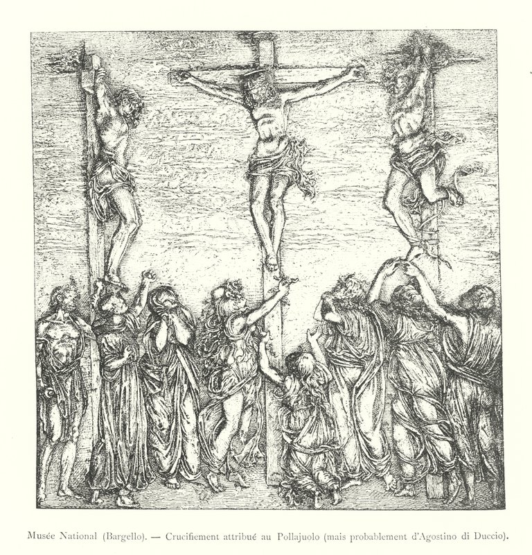 National Museum, Bargello, Crucifixion Attributed to Pollaiuolo, but Probably by Agostino di Duccio (engraving) by Italian School