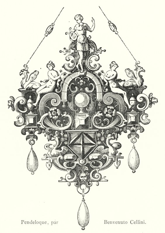 Pendant, by Benvenuto Cellini (engraving) by Italian School