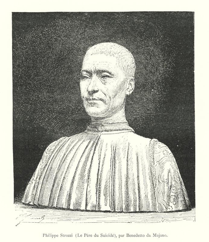 Filippo Strozzi, The Father of Suicide, by Benedetto da Maiano (engraving) by Italian School