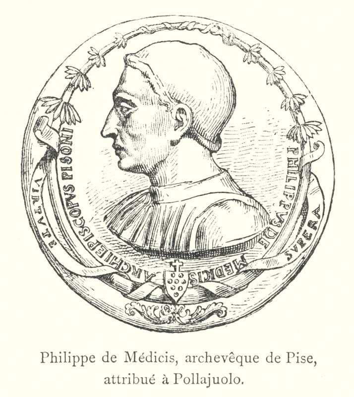 Philip of Medici, Archbishop of Pisa, attributed to Pollajuolo (engraving) by Italian School