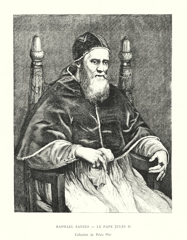 Raphael Sanzio, Pope Julius II, Collection of the Pitti Palace (engraving) by Italian School