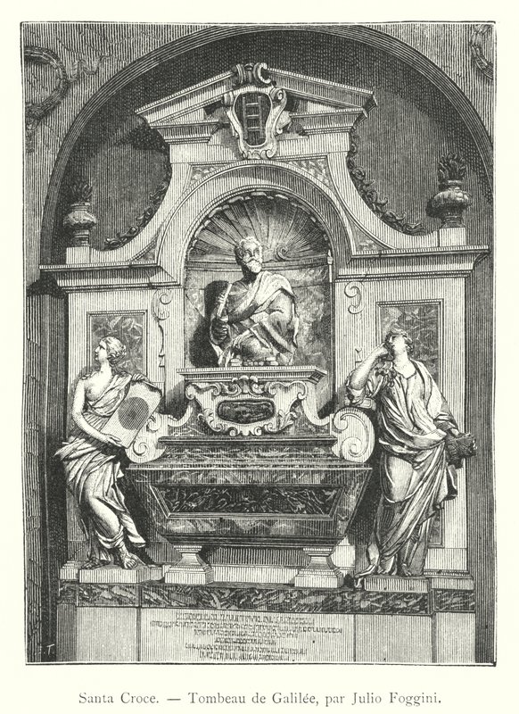 Santa Croce, Tomb of Galileo, by Giulio Foggini (engraving) by Italian School