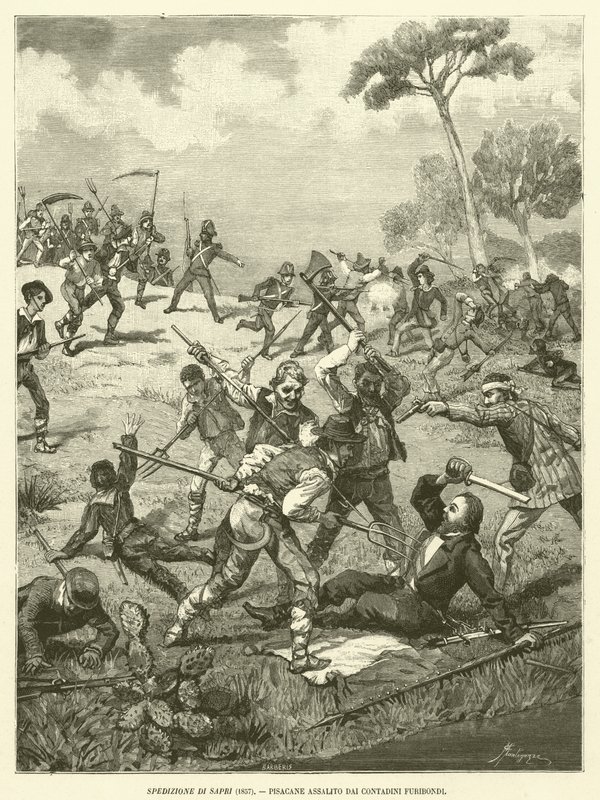Pisacane Attacked by Furious Peasants, Expedition of Sapri (1857) by Italian School