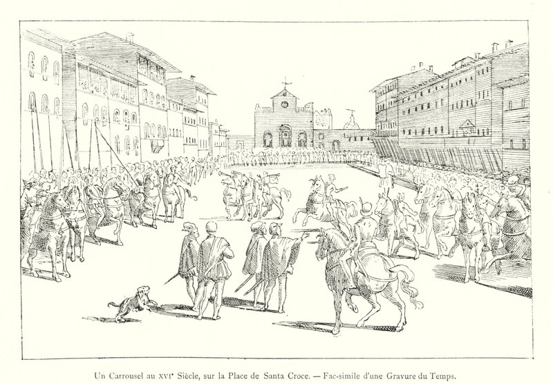 A Carousel in the 16th Century on the Piazza Santa Croce (engraving) by Italian School