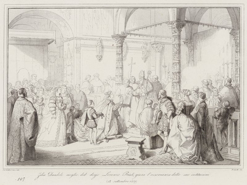 Zilia Dandolo, wife of Doge Lorenzo Priuli, swears to observe her constitutions by Italian School