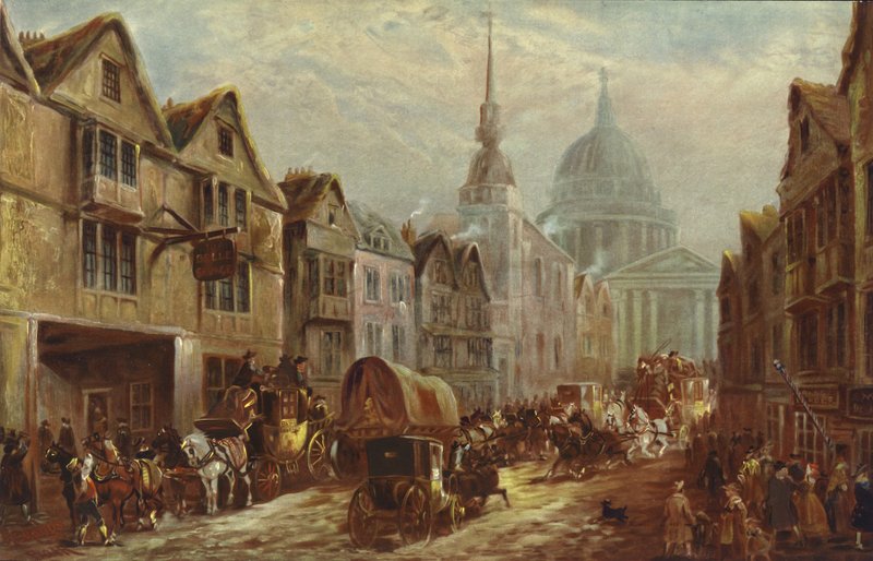 Entrance to La Belle Sauvage Inn Yard, Ludgate Hill, London by J.C. Maggs