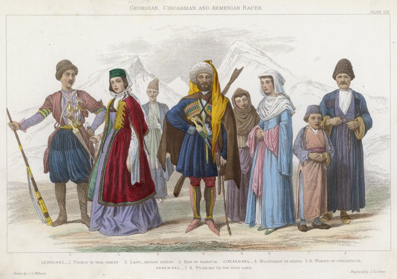 Georgian, Circassian and Armenian Races by J.L. (after) Williams