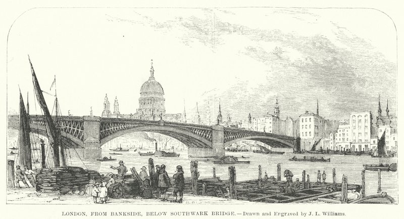 London, from Bankside, below Southwark Bridge by J.L. (after) Williams