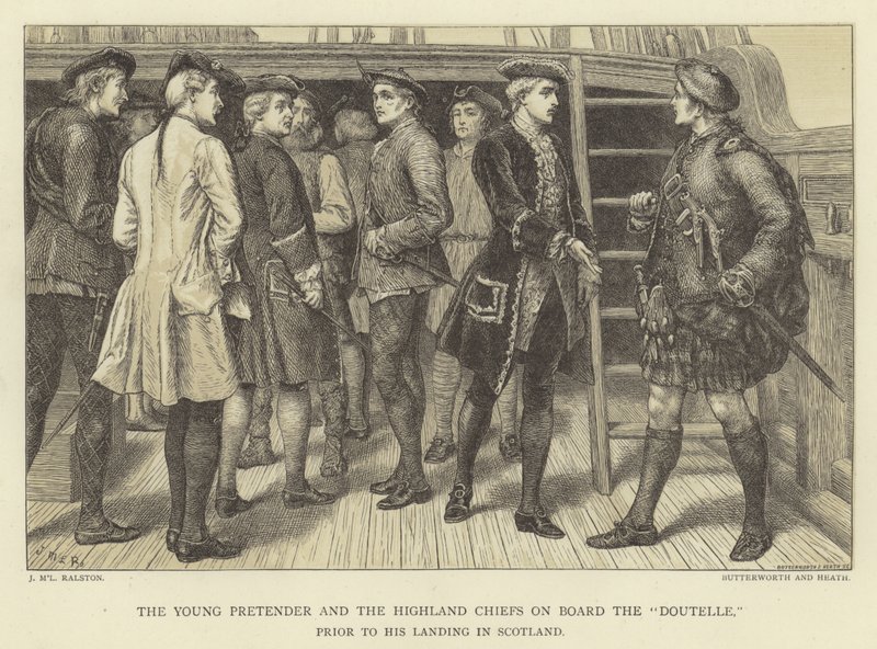 The Young Pretender and the Highland Chiefs on board the Doutelle prior to his landing in Scotland by J.M.L. Ralston