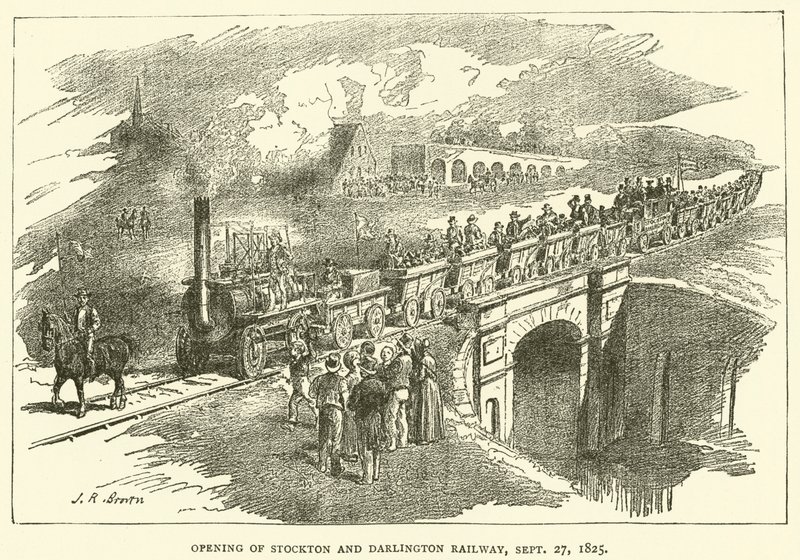 Opening of Stockton and Darlington Railway, 27 September 1825 by J.R. Brown
