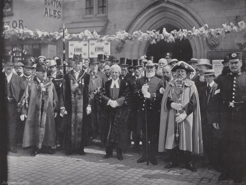 Lichfield Greenhill Bower, Gathering for the Procession by J. Benjamin Stone