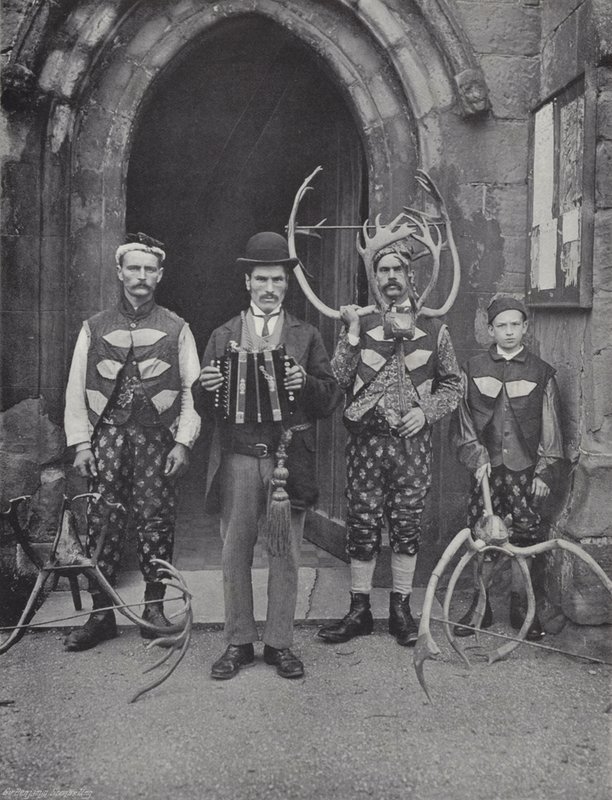 The Horn Dance, Abbots Bromley, Four of the Performers by J. Benjamin Stone
