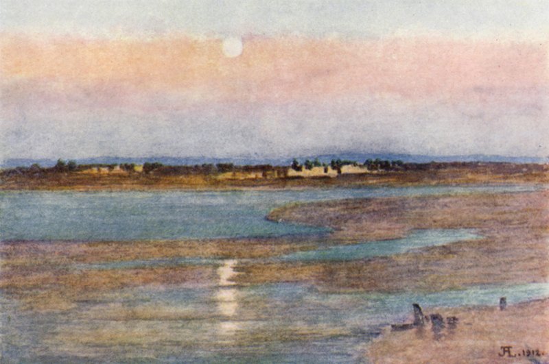 Moonrise at Sunset, from La Croix Blanche, Mont St Michel by J. Hardwicke Lewis