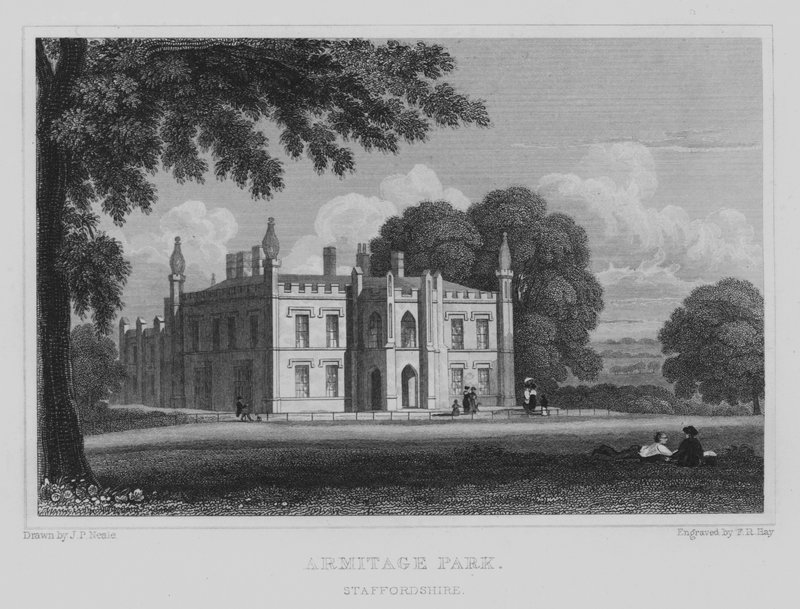 Armitage Park, Staffordshire (engraving) by John Preston Neale