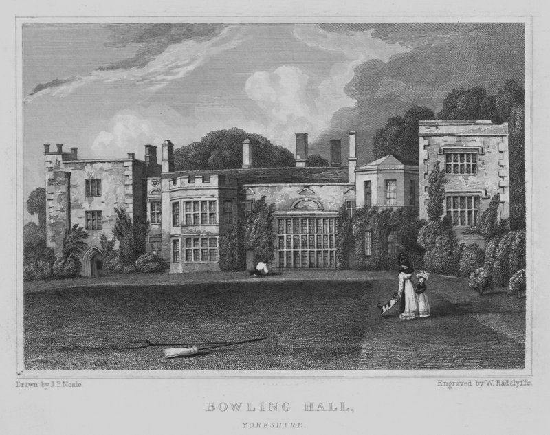 Bowling Hall, Yorkshire (engraving) by John Preston Neale