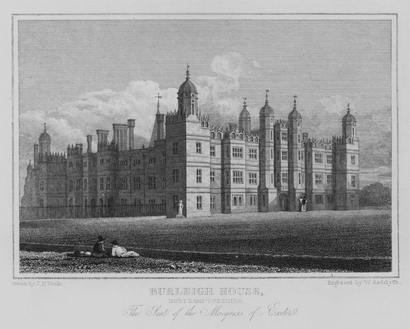 Burleigh House, Northamptonshire, The Seat of the Marquess of Exeter by John Preston Neale