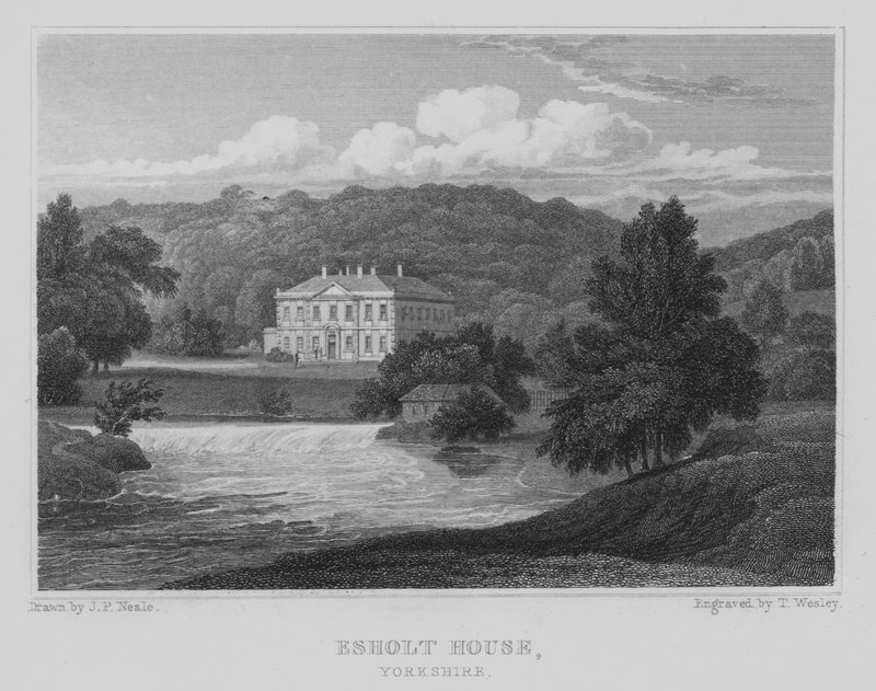 Esholt House, Yorkshire (engraving) by John Preston Neale