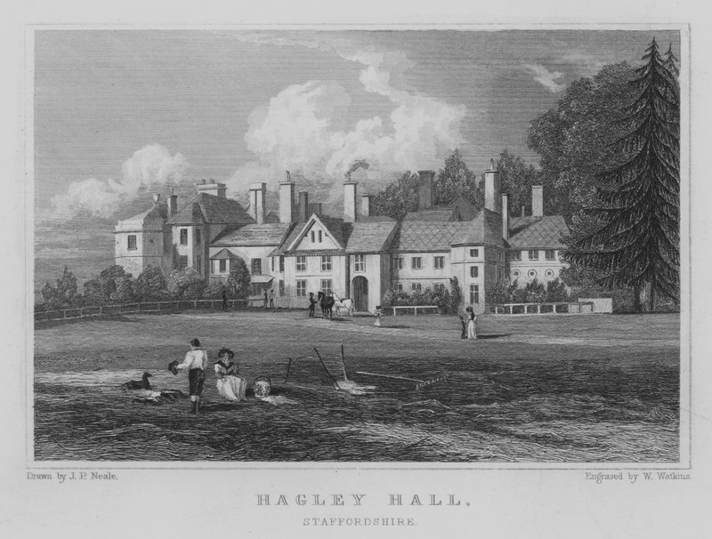 Hagley Hall, Staffordshire (engraving) by John Preston Neale