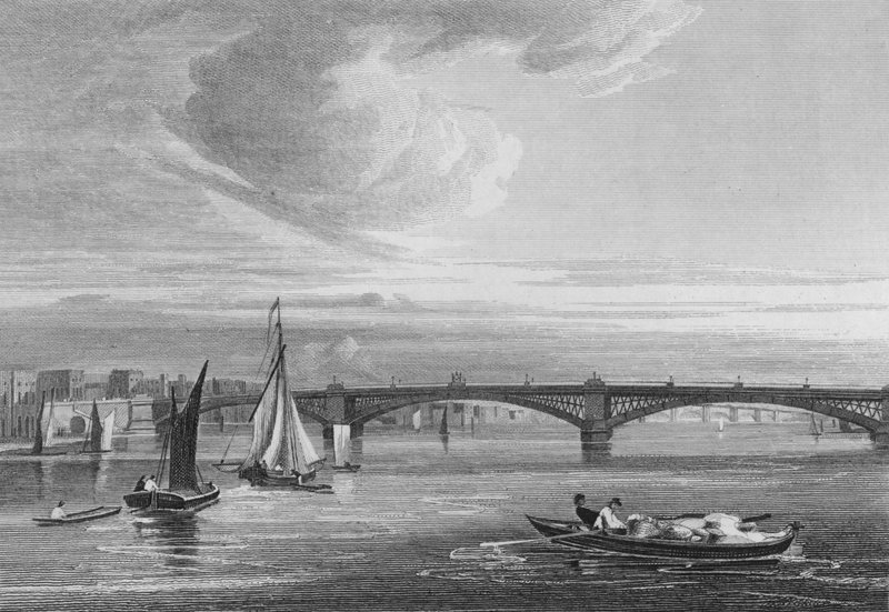 New Iron Bridge, Over the Thames from Queen Street by John Preston Neale