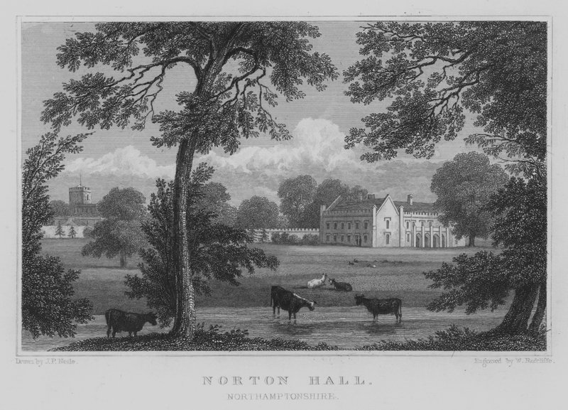 Norton Hall, Northamptonshire (engraving) by John Preston Neale