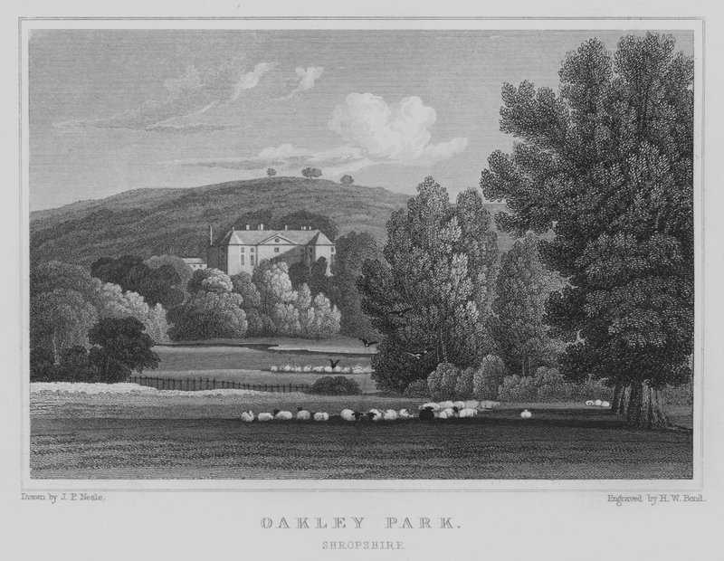 Oakley Park, Shropshire (engraving) by John Preston Neale