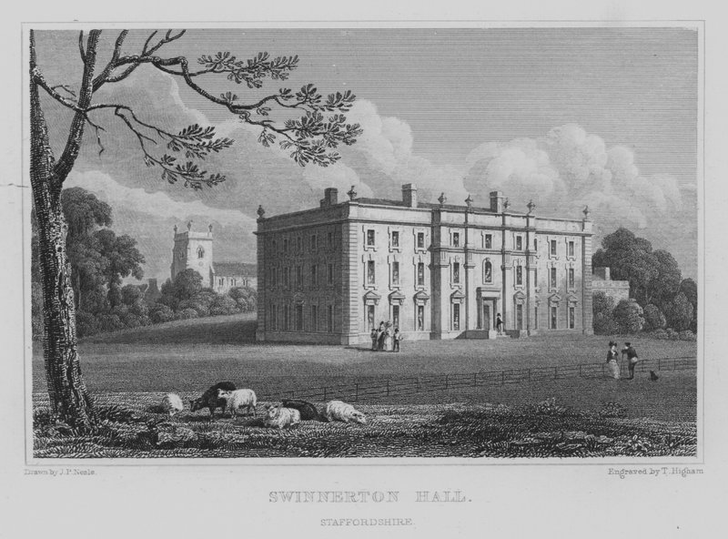 Swinnerton Hall, Staffordshire (engraving) by John Preston Neale