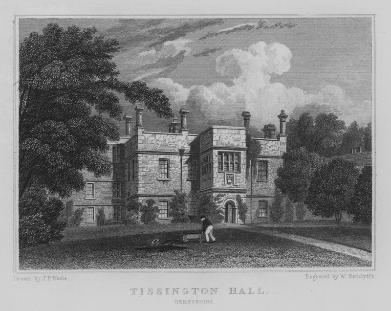 Tissington Hall, Derbyshire (engraving) by John Preston Neale