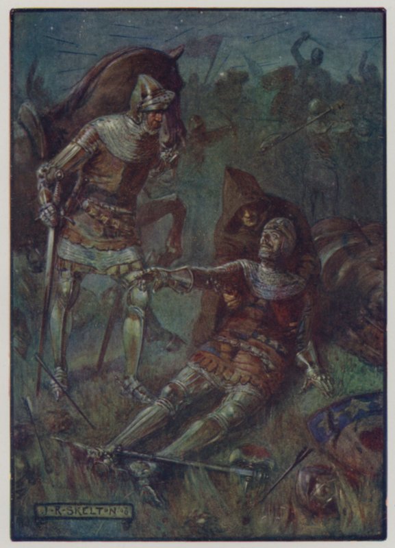 Death of James, 2nd Earl of Douglas, Fighting the English at the Battle of Otterburn, 1388 by J. R. Skelton