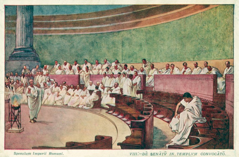 Cicero attacking Catiline in the senate of ancient Rome by J. Williamson