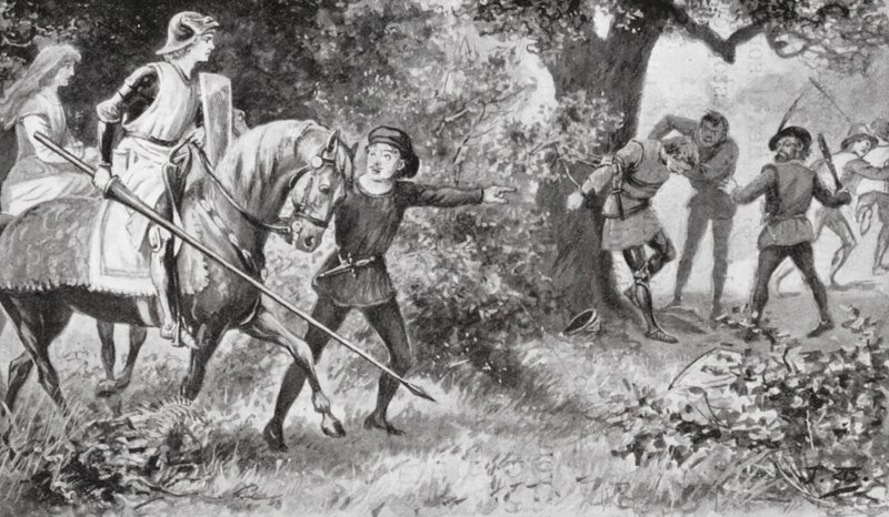 Gareth rushed upon the robbers and struck out so boldly that they ran away by J. Williamson