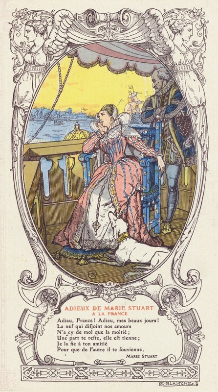 Mary, Queen of Scots, Saying Farewell to France and Returning to Scotland After the Death of Her Husband, King Francis II of France by Jacques Emile (after) Blanche
