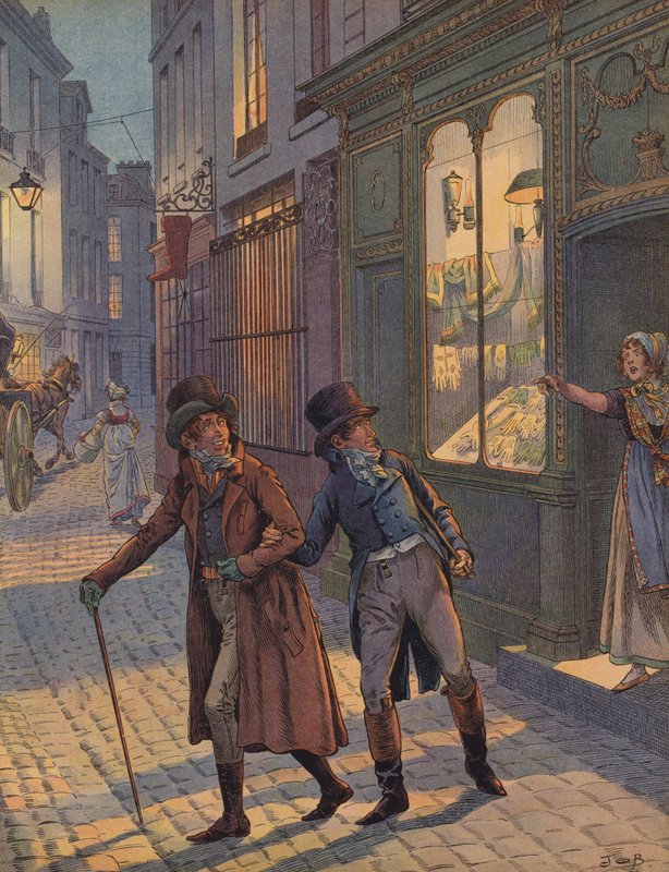 A street scene in Paris by Jacques Marie Gaston Onfray de Breville (Job)