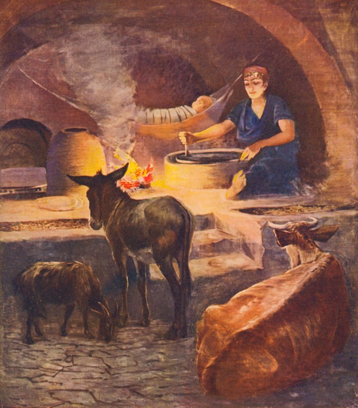 Holy Land: Interior of a Fellahheen House, Early Morning in Winter by James (after) Clark