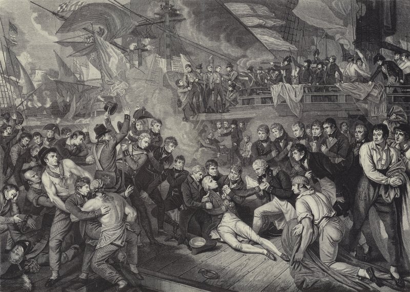 The Death of Admiral Lord Nelson at the Battle of Trafalgar by James (after) Heath