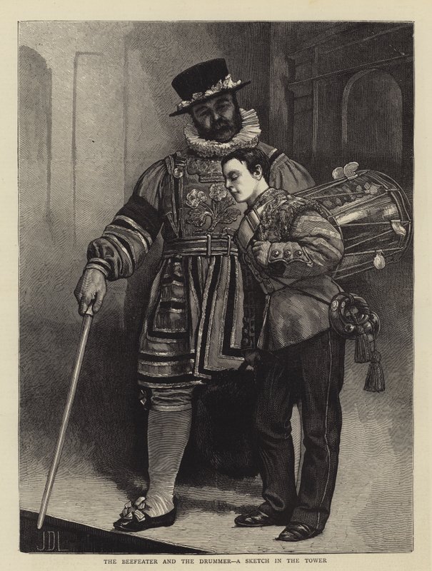 The Beefeater and the Drummer, a Sketch in the Tower by James Dromgole Linton
