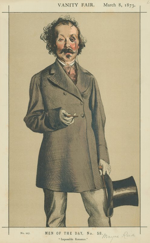 Mr Talbot Mayne Reid, Impossible romance, 8 March 1873, Vanity Fair cartoon by James Jacques Joseph Tissot